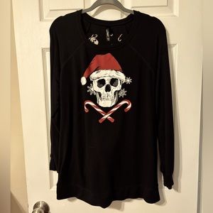 Torrid Christmas skull and candy cane cozy top and leggings